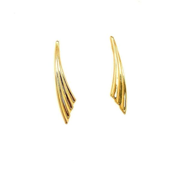Gold Plated Feather Earrings - Picture 2 of 10
